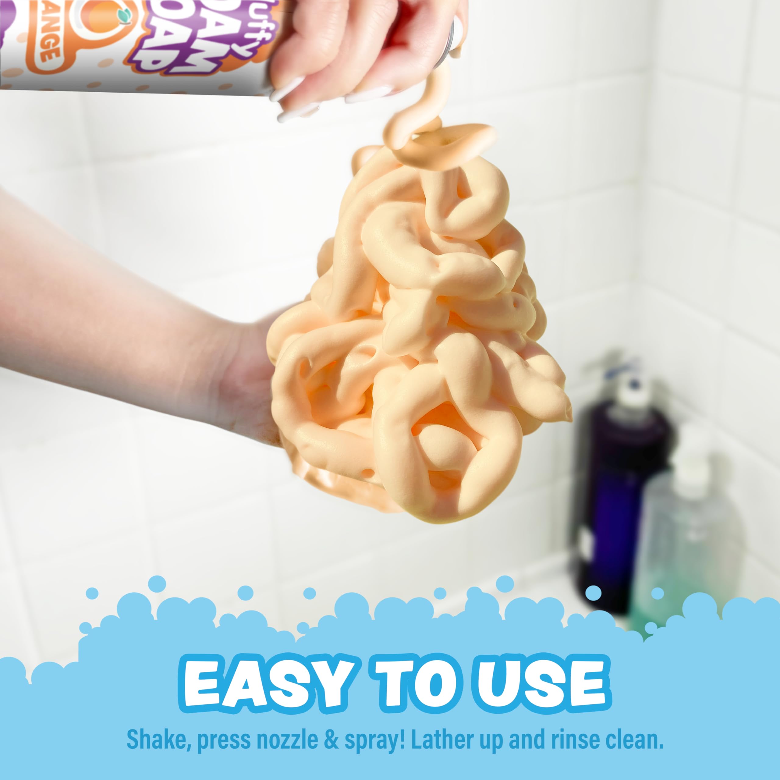 Tub Works fluffy foam soap banana mango yellow for fruity scent and quick cleans