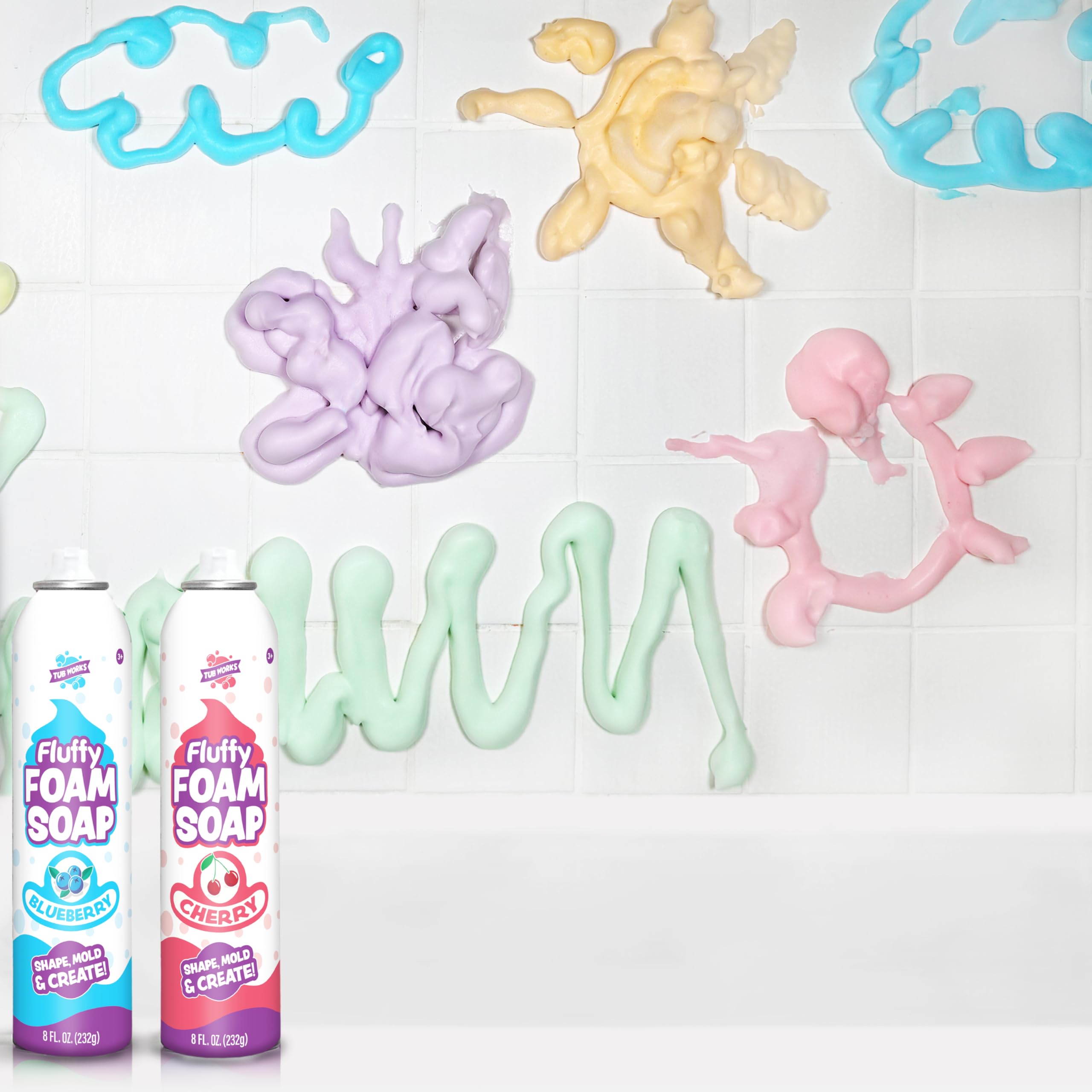 Tub Works fluffy foam soap bath art creation inspires creative play