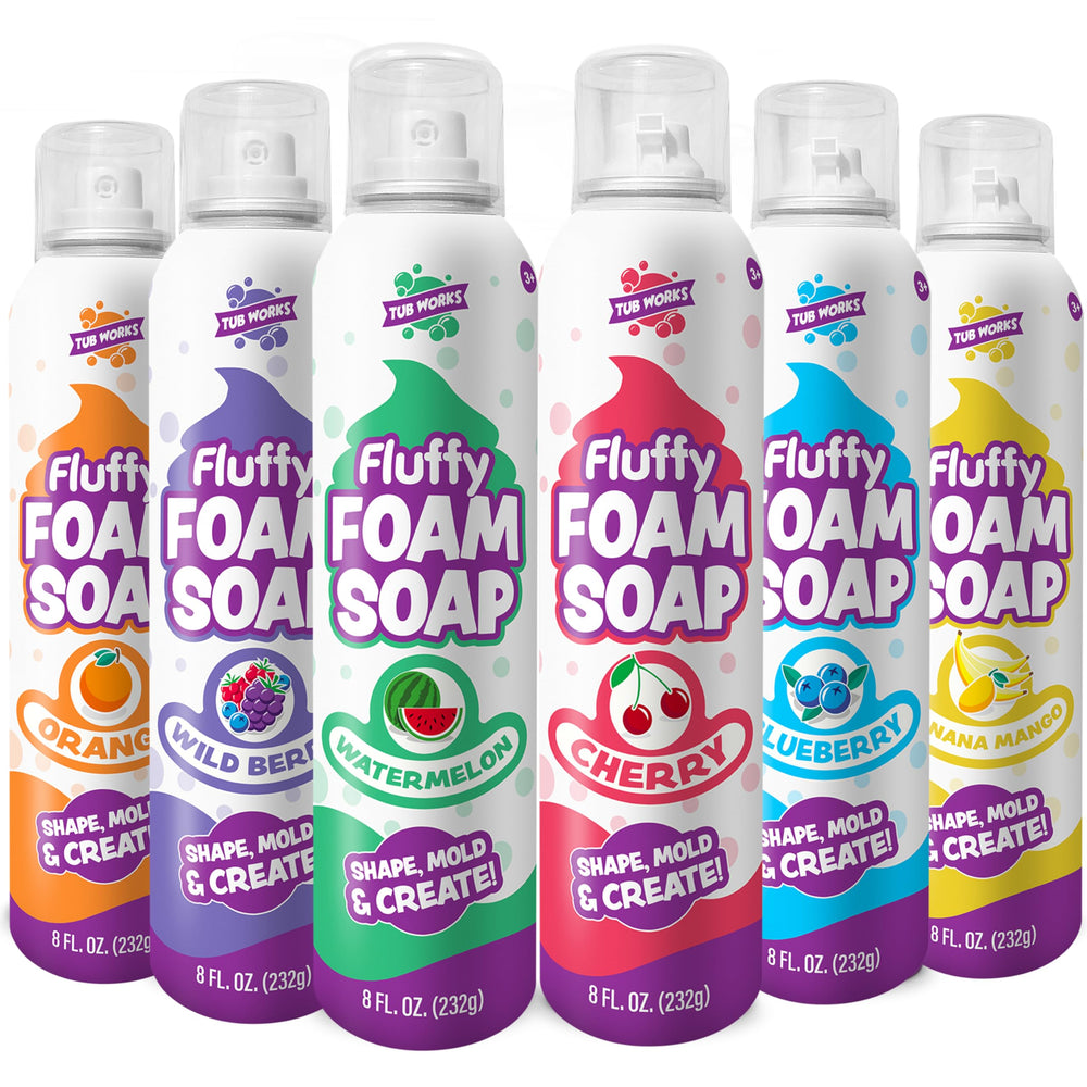 Tub Works fluffy foam soap blueberry color for creative bath art and gentle cleansing