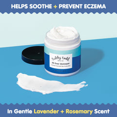 TUBBY TODD All Over Ointment jar closeup shows embossed label and creamy texture.