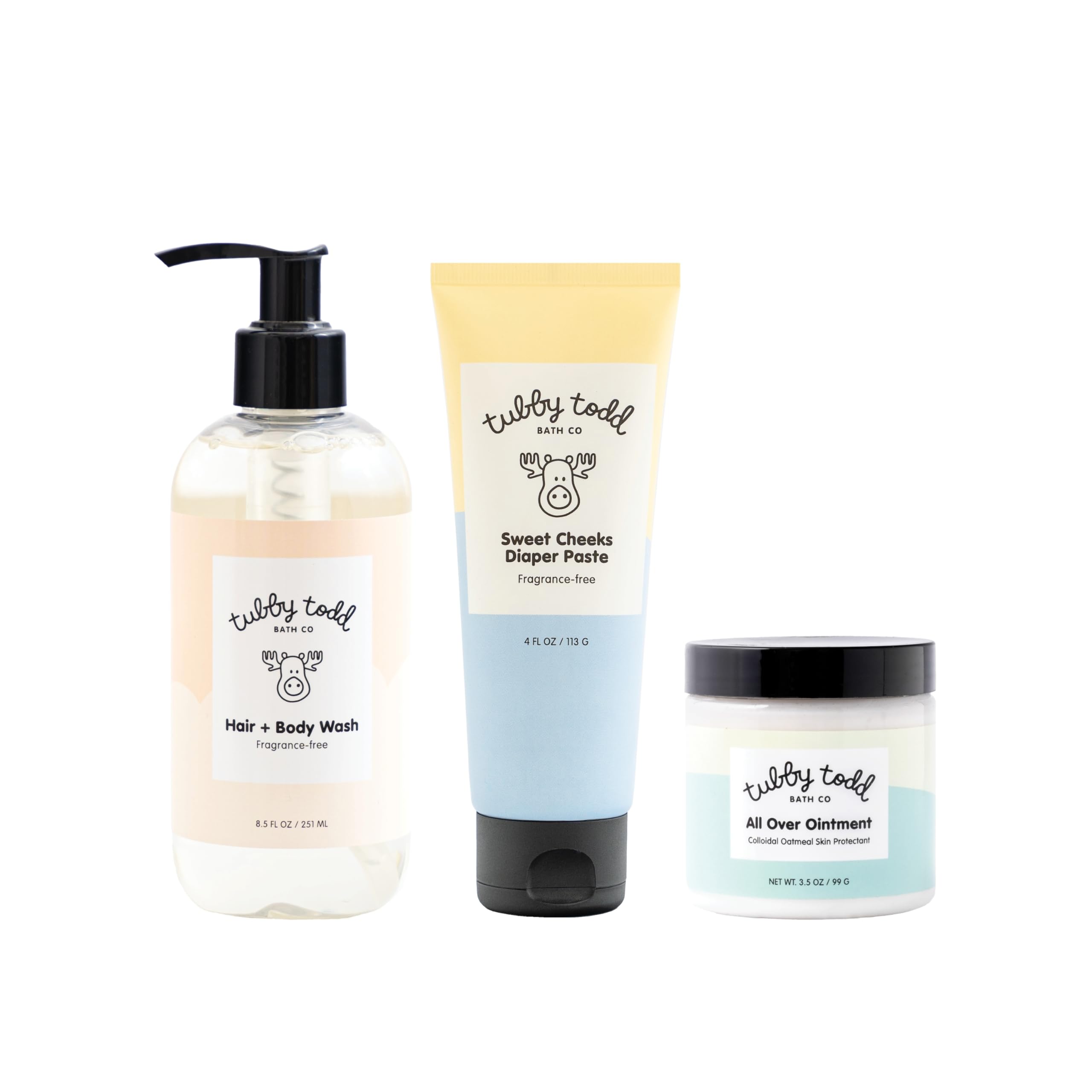 Tubby Todd Hair and Body Wash bottle provides gentle cleansing for delicate skin.