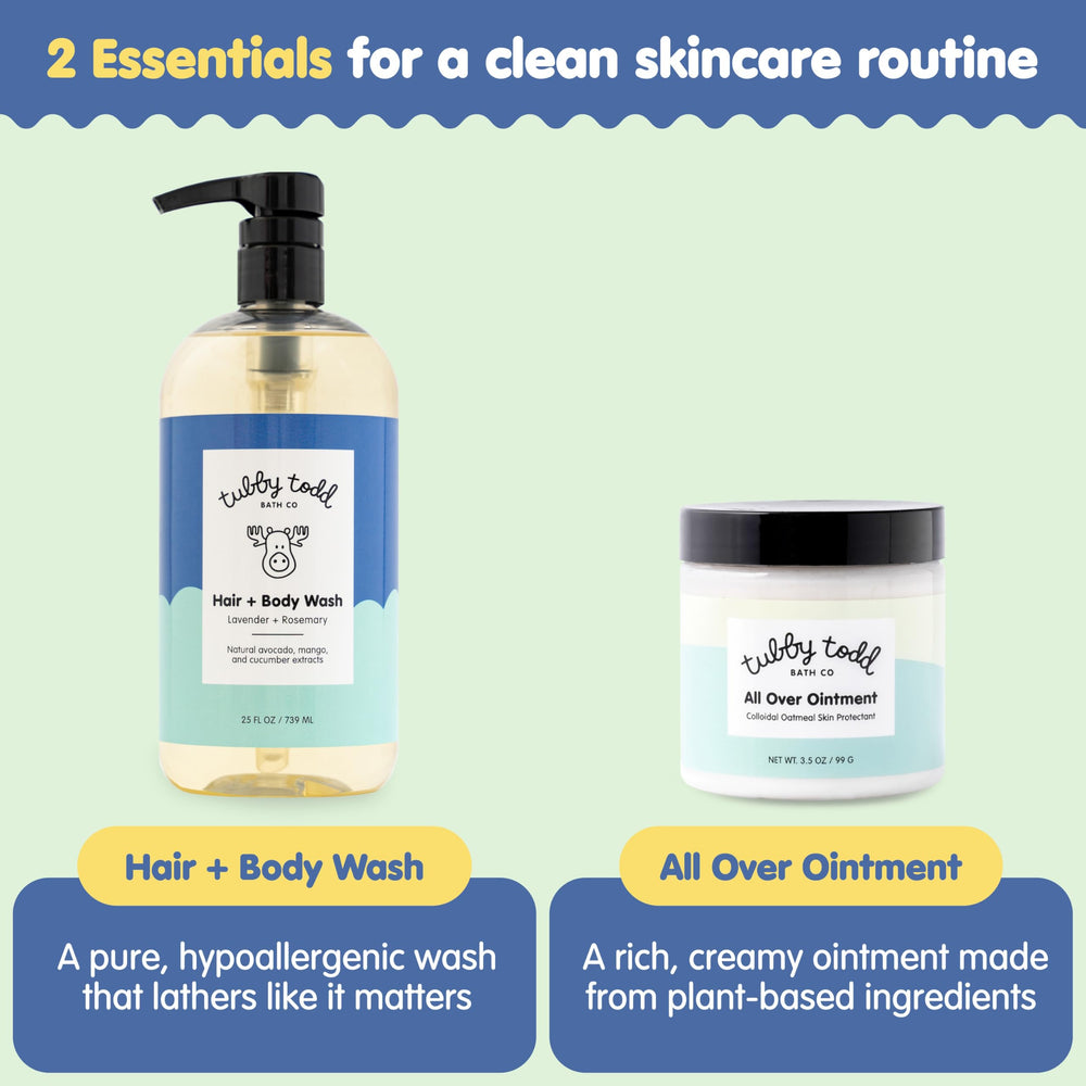 Tubby Todd Baby Set packaging shown for convenient two-step care.