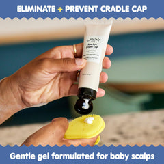 Tubby Todd cradle cap silicone brush gently loosening flakes on scalp