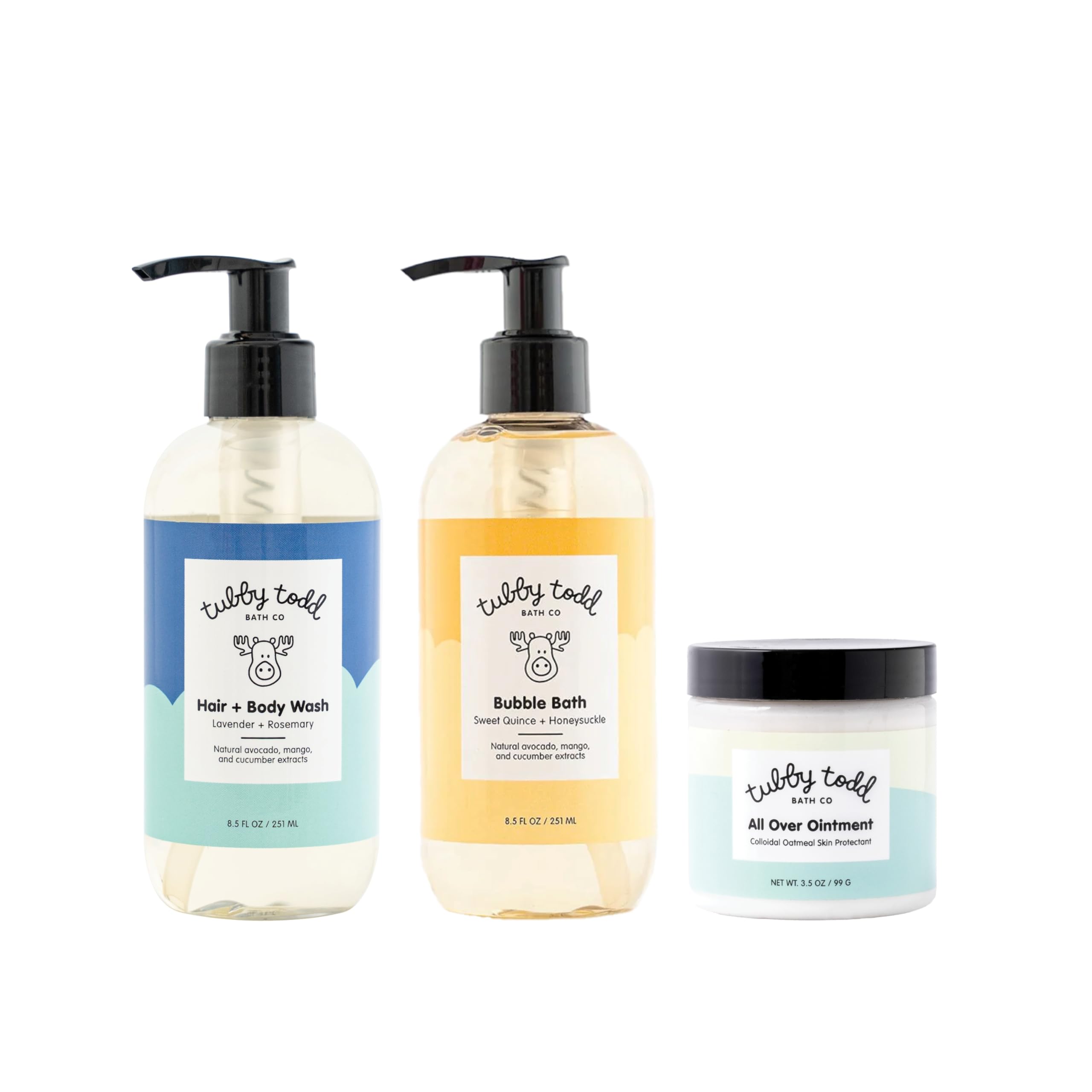 Tubby Todd Essentials Baby Hair and Body Wash bottle for gentle cleansing of delicate skin.