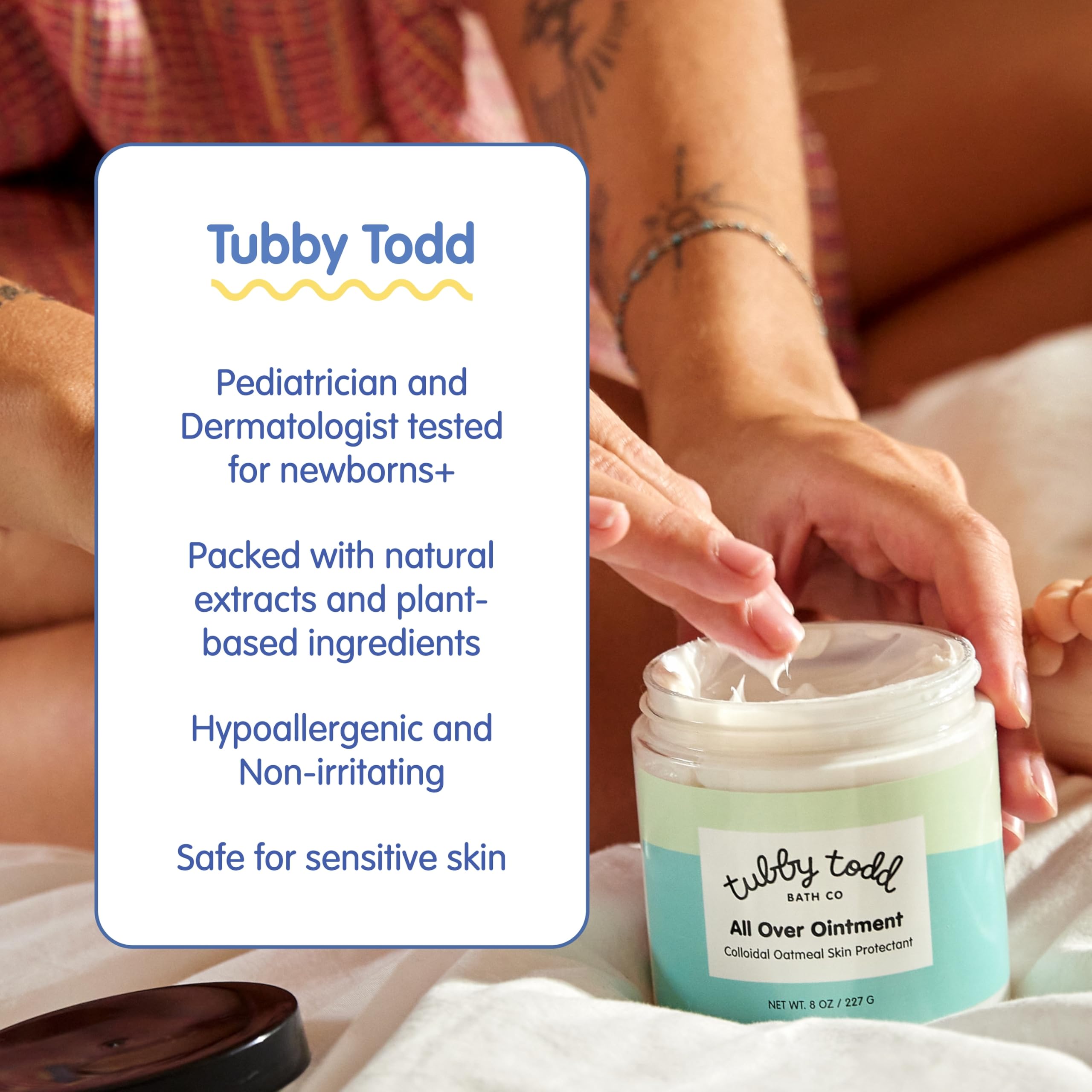 Tubby Todd Essentials Gift Set displayed on a cozy shelf.
