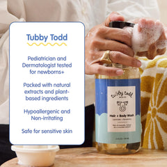 Tubby Todd baby bath scene with gentle product usage.