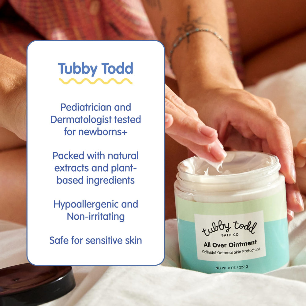 Tubby Todd hypoallergenic body wash label indicating dermatologist-tested formula.