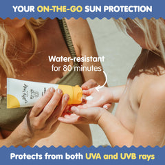 Tubby Todd sunscreen applied on a child’s hand before outdoor activity
