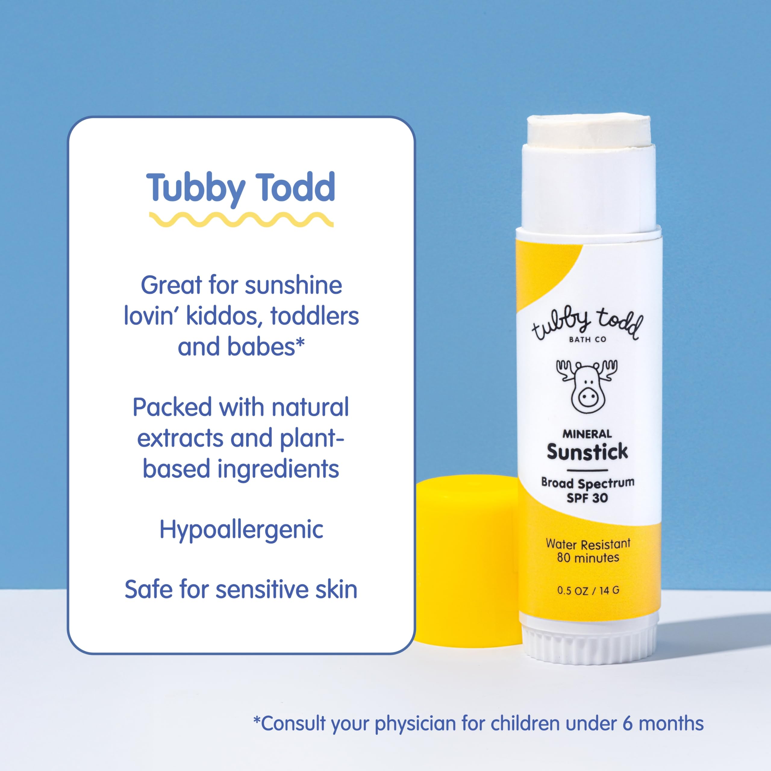 Compact, pocket-size Sunstick ready for quick on-the-go touch-ups.