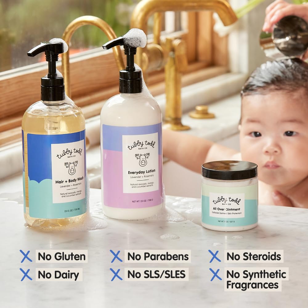 TUBBY TODD Regulars Everyday Lotion tube provides daily hydration for soft baby skin.