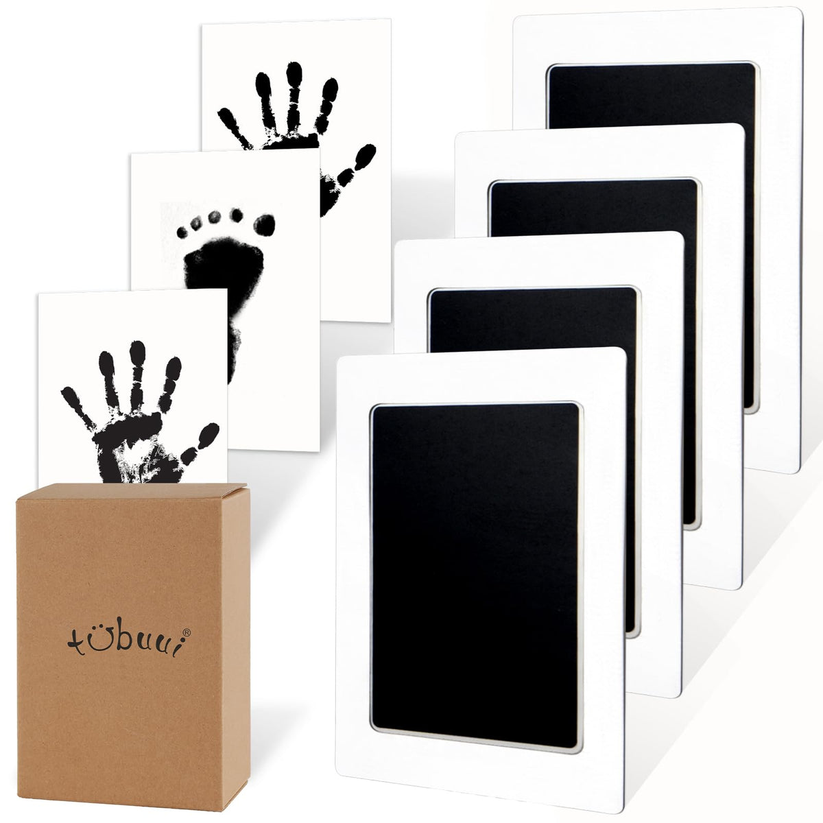 Tubuui 4-pack box view; ready-to-use baby keepsake kits.