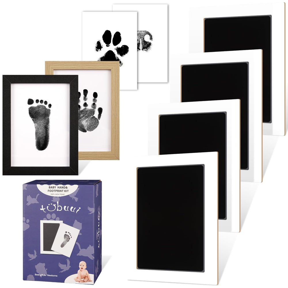 Tubuui 4-Park Baby Footprint Kit with wooden frames for lasting keepsakes