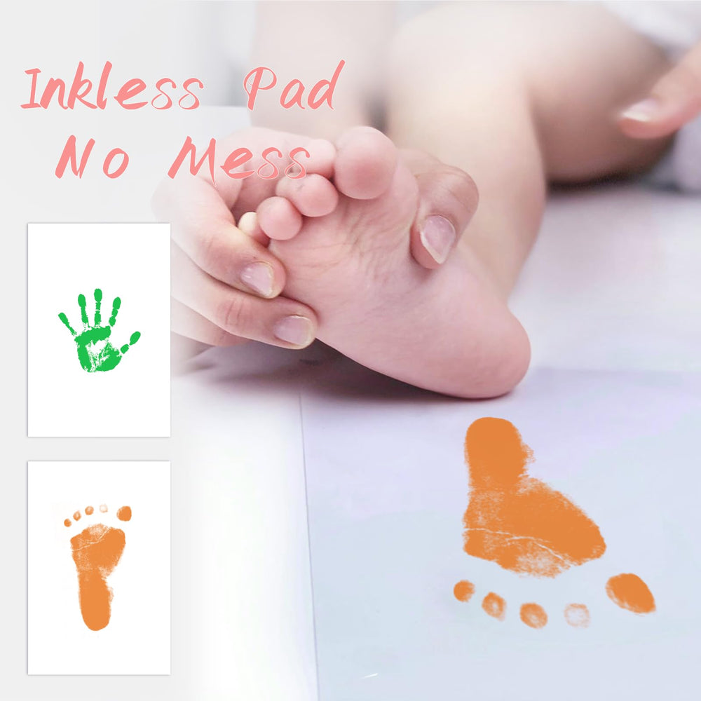 Tubuui inkless footprint kit in a nursery setting shows mess-free memory making.
