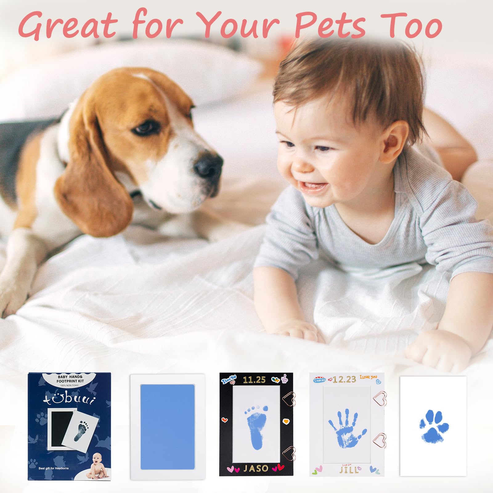 Tubuui Paw prints and nose prints on ink pad for pet keepsakes.
