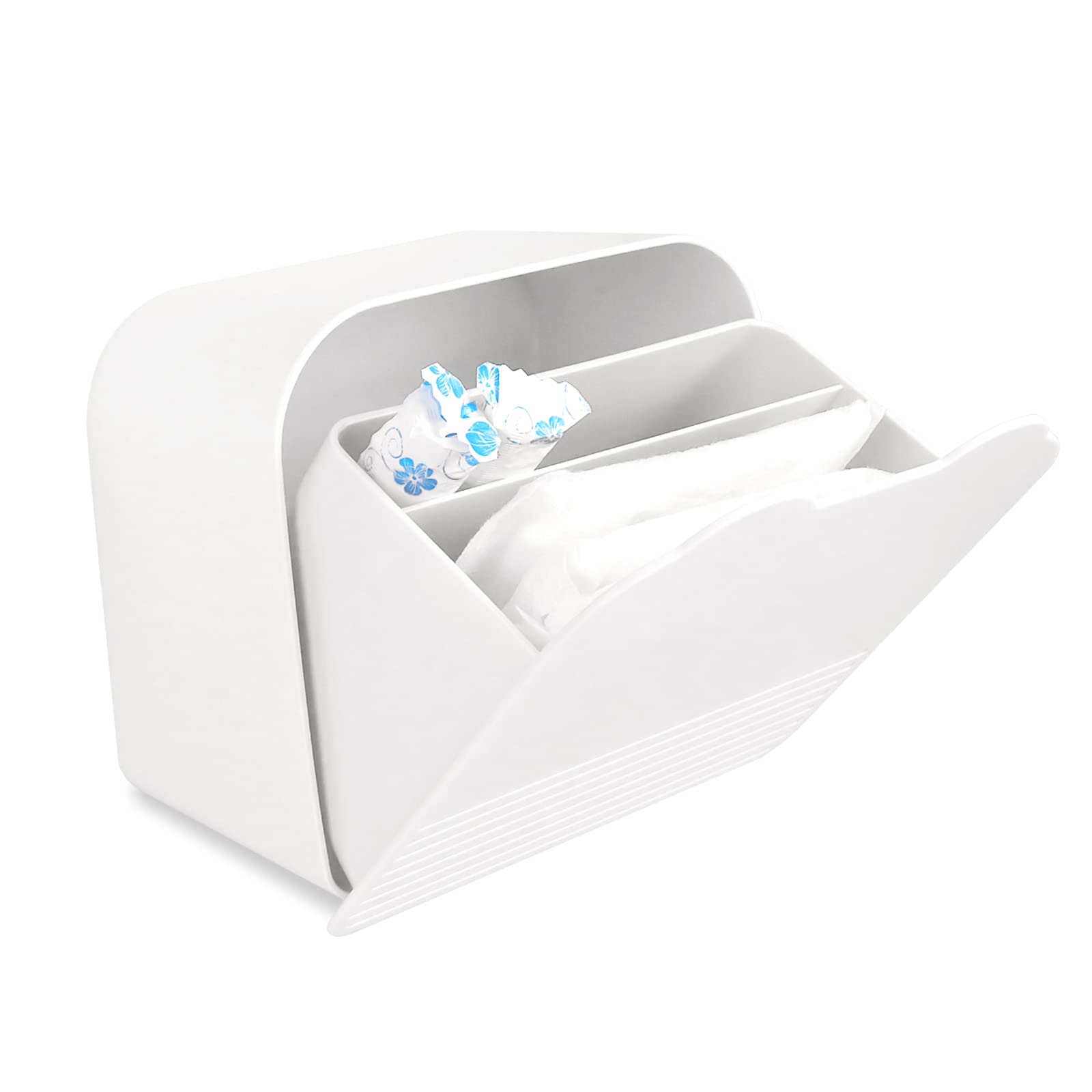 Tuciyke sanitary napkin storage box with privacy cover for discreet organization