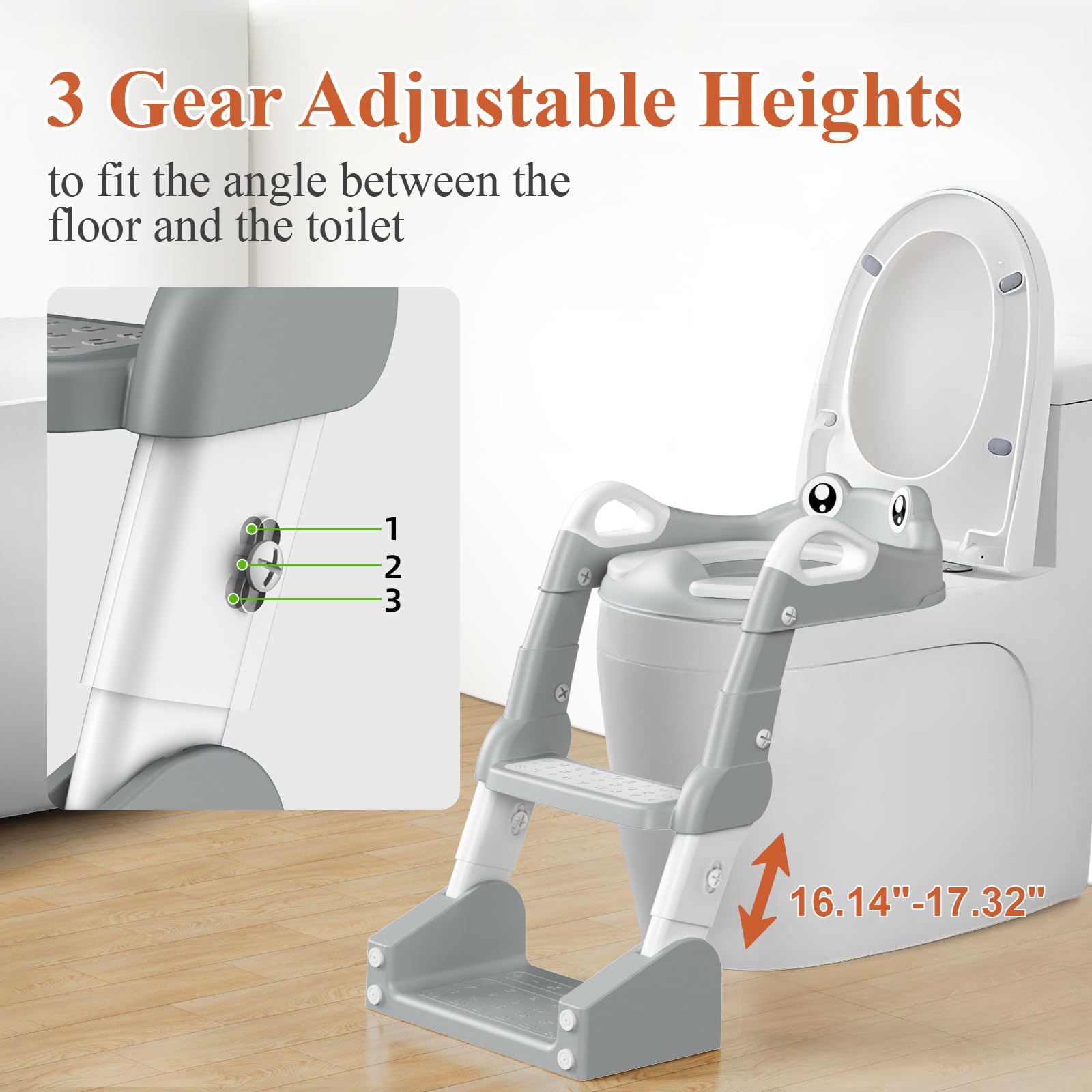 TuckInn Potty Seat extended splash guard demonstrates splash protection for boys and girls.