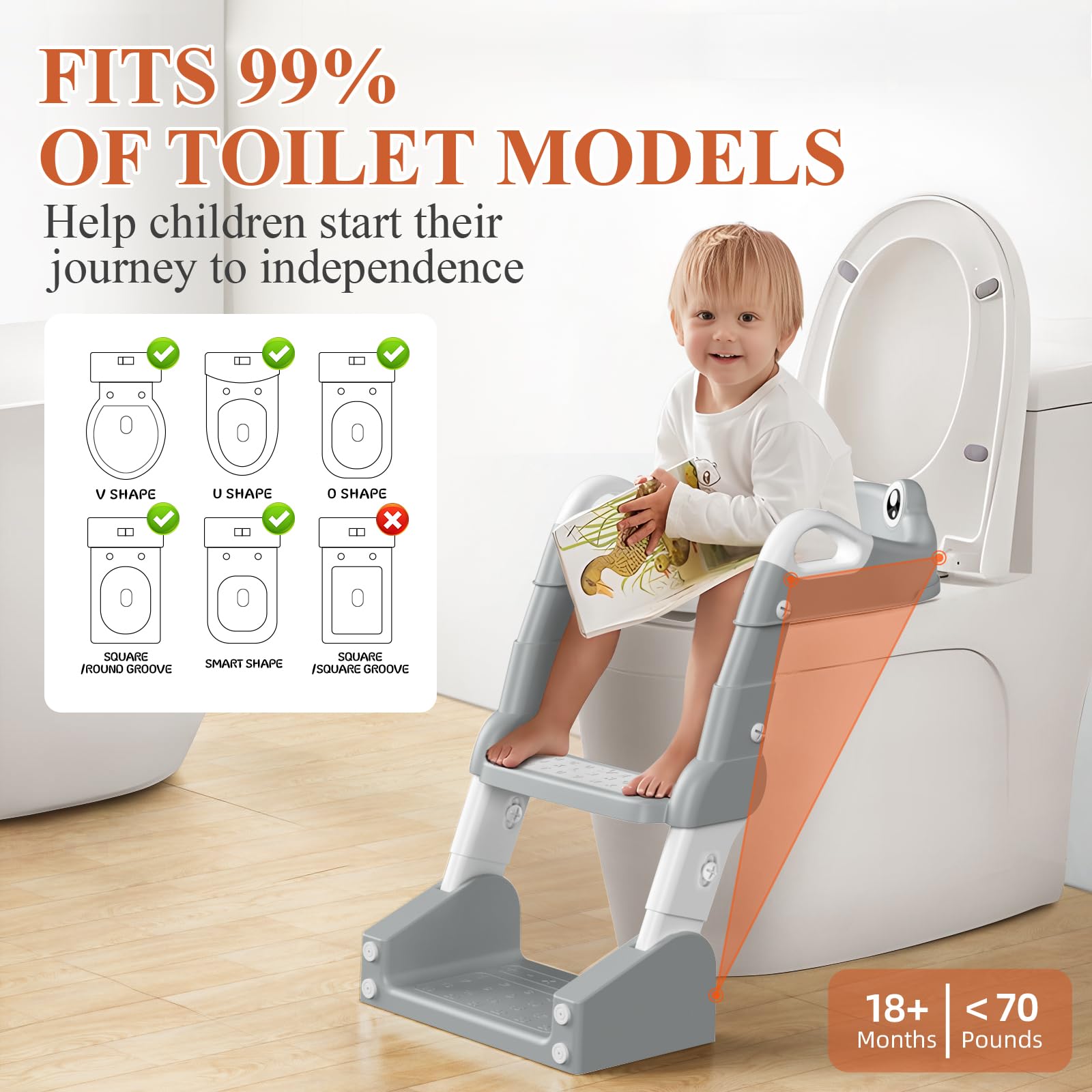 TuckInn Potty Seat with removable urine bucket offers flexible placement options.