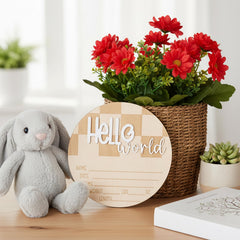 Tucnoeu Baby Announcement Sign nursery decor and placement on shelf or wall