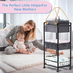 TUDALLK diaper caddy rolling cart side view showing portability for busy nights