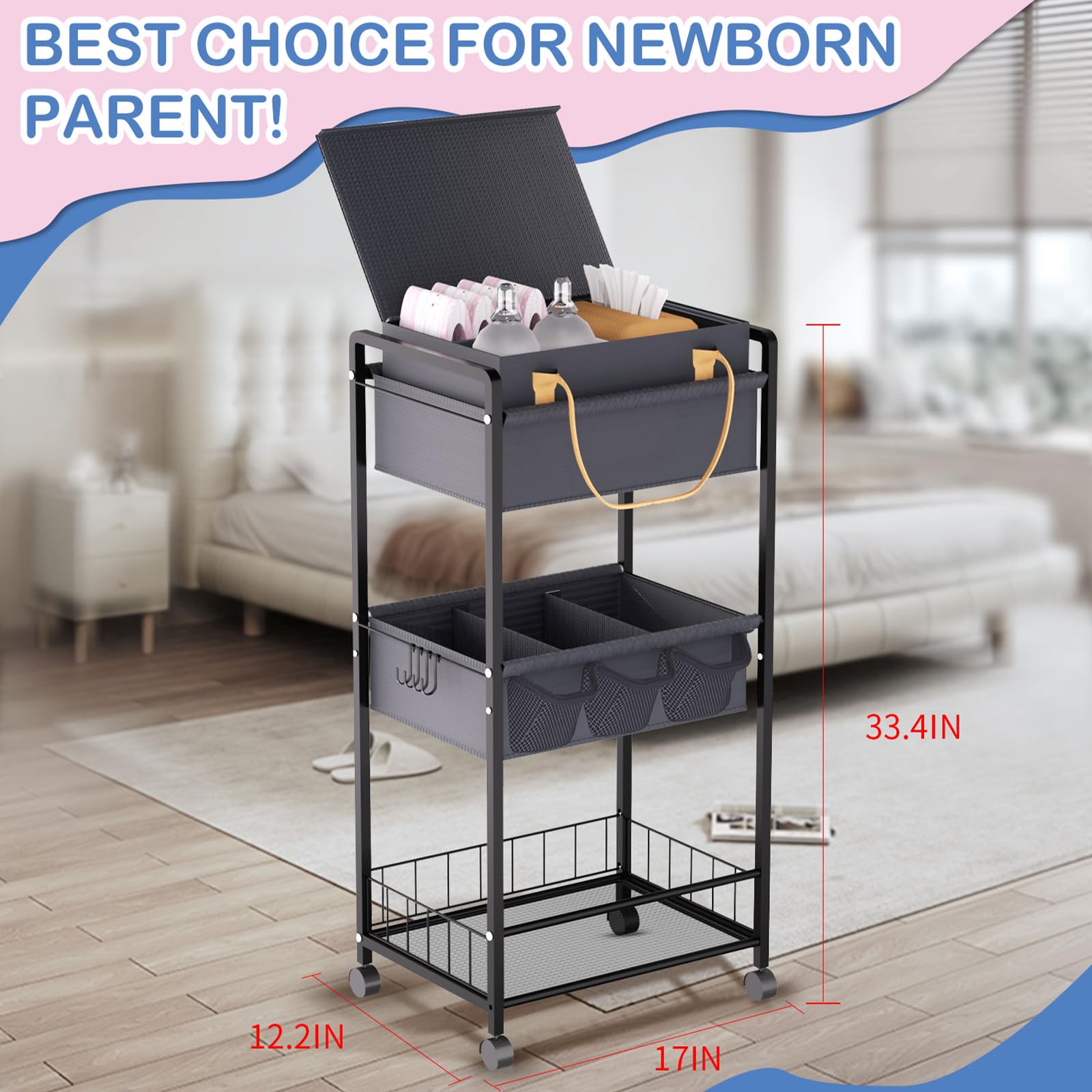 TUDALLK diaper caddy with dividers removable tray for flexible organization