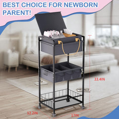 TUDALLK diaper caddy with dividers removable tray for flexible organization