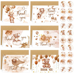 Tudomro bear baby shower cards set with envelopes and stickers for easy party thank-you notes
