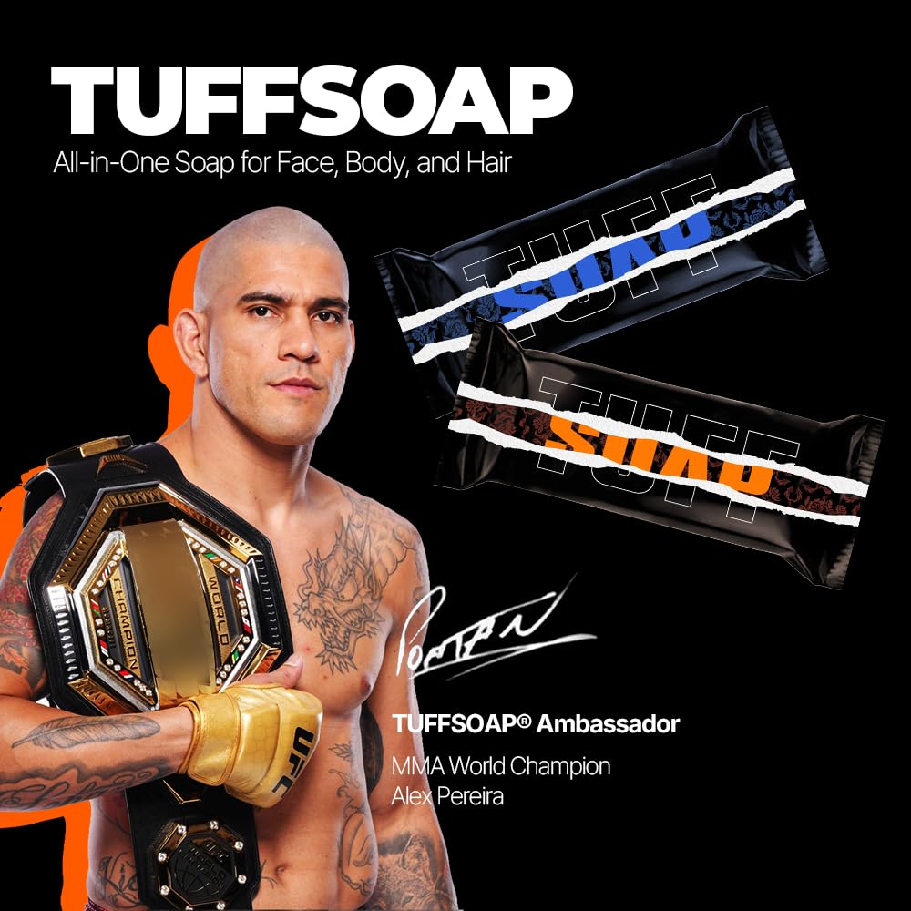 TUFFSOAP orange bar close-up showing rich lather for daily wash