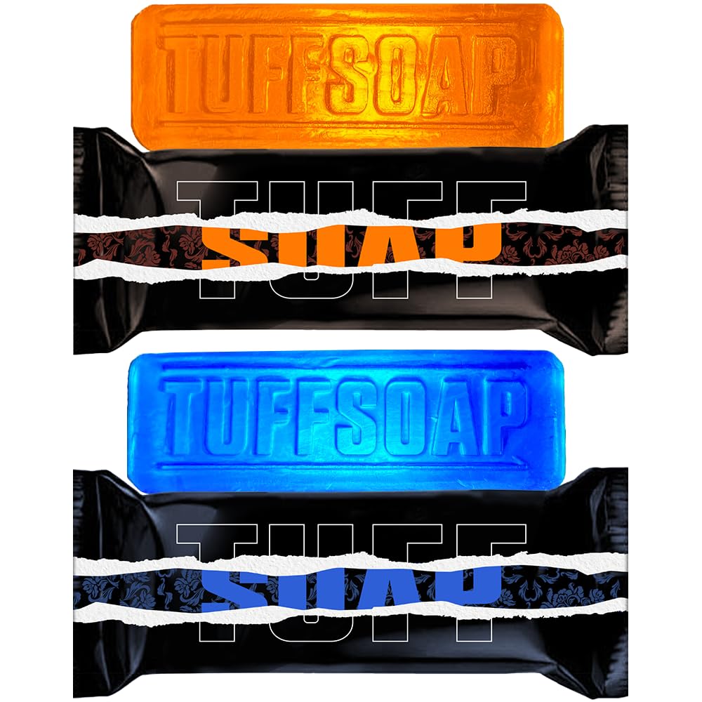TUFFSOAP two-pack orange-blue front view for all-in-one grooming