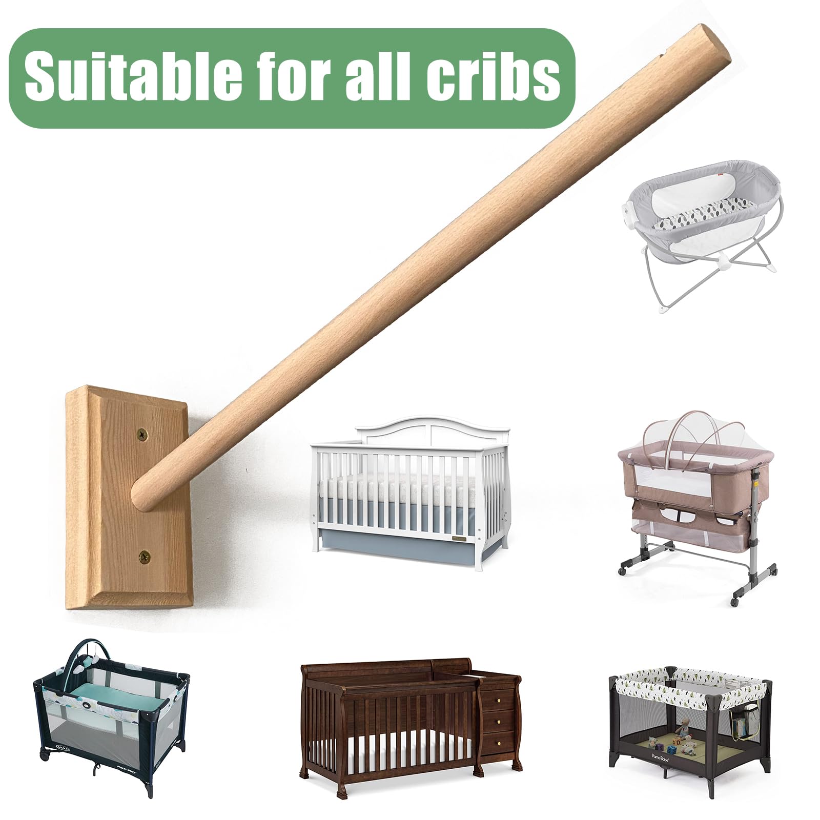 Tuiiopoli safe baby room wood arm holder supports sturdy, reliable use.