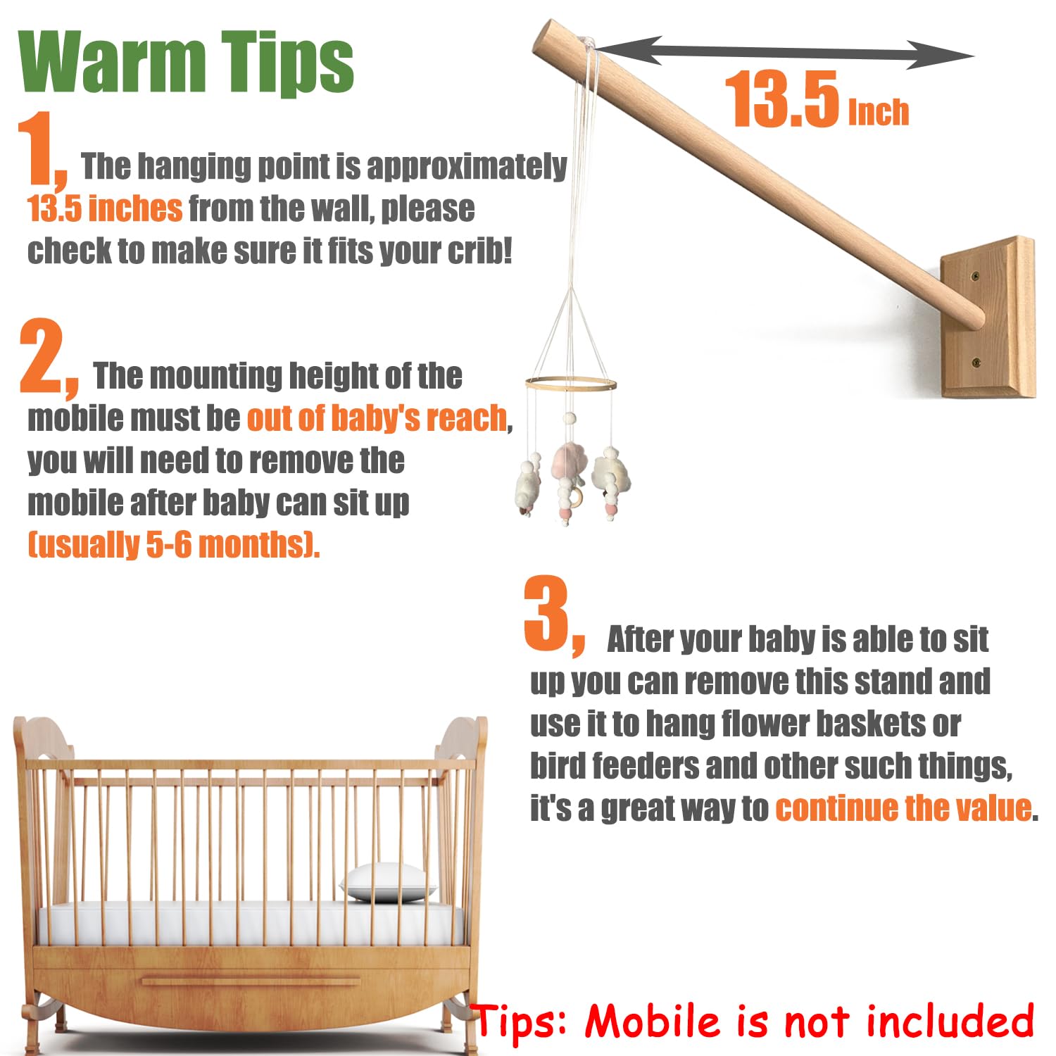 Tuiiopoli wooden arm for decoration and lamps adds versatility.