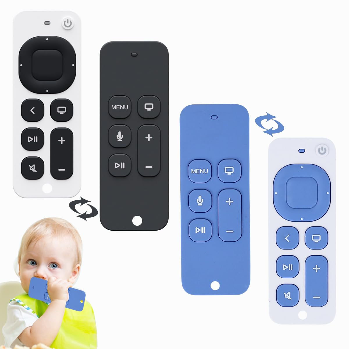 TuiVeSafu remote-front silicone teething toy helps soothe baby's gums.