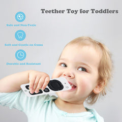 TuiVeSafu remote-hold silicone teething toy fits small hands for easy grip.