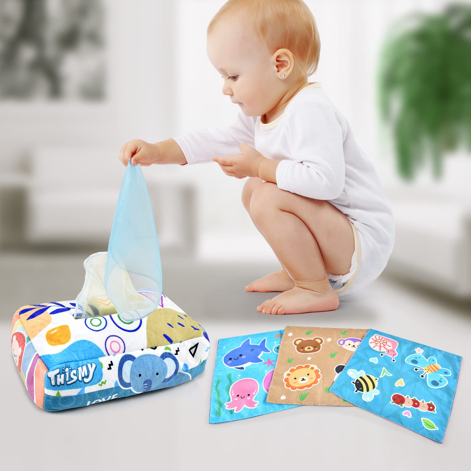 Tuko tissue box toy portable for home and travel.