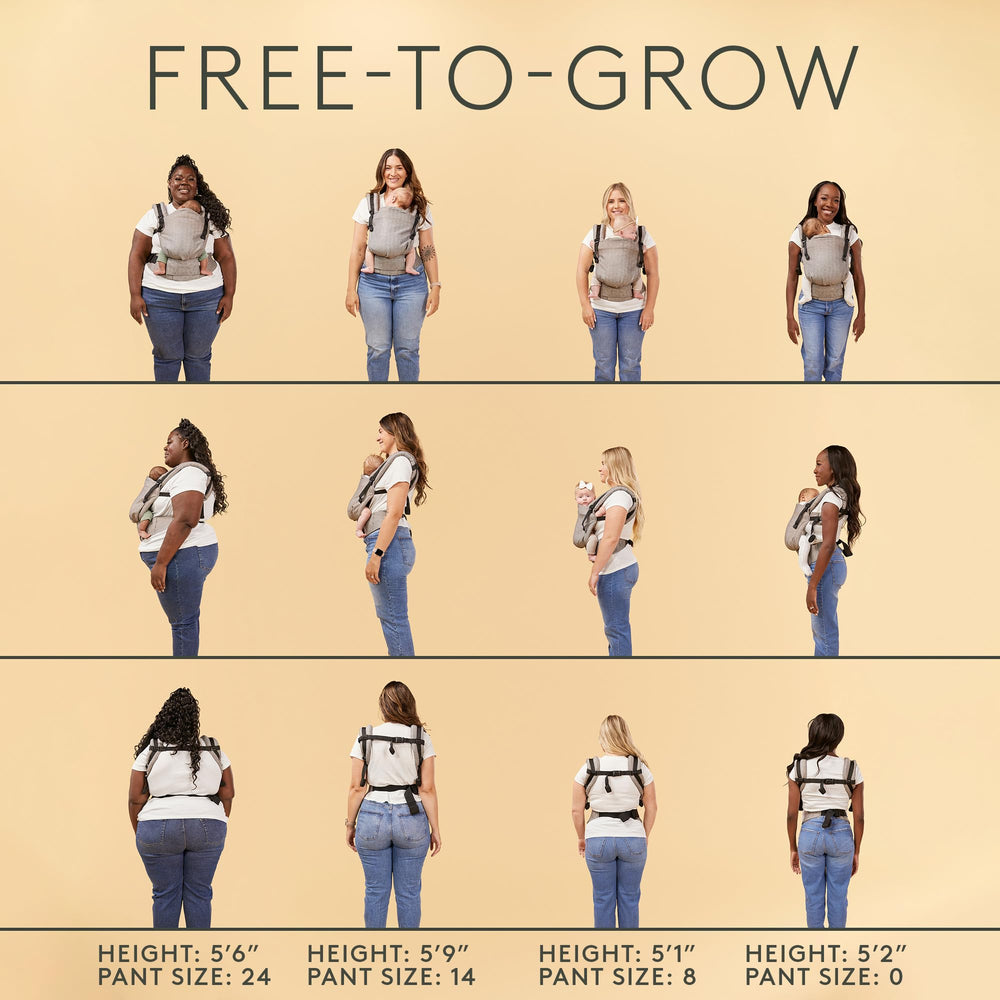 Tula Free to Grow front carry on body shows easy, secure wear.