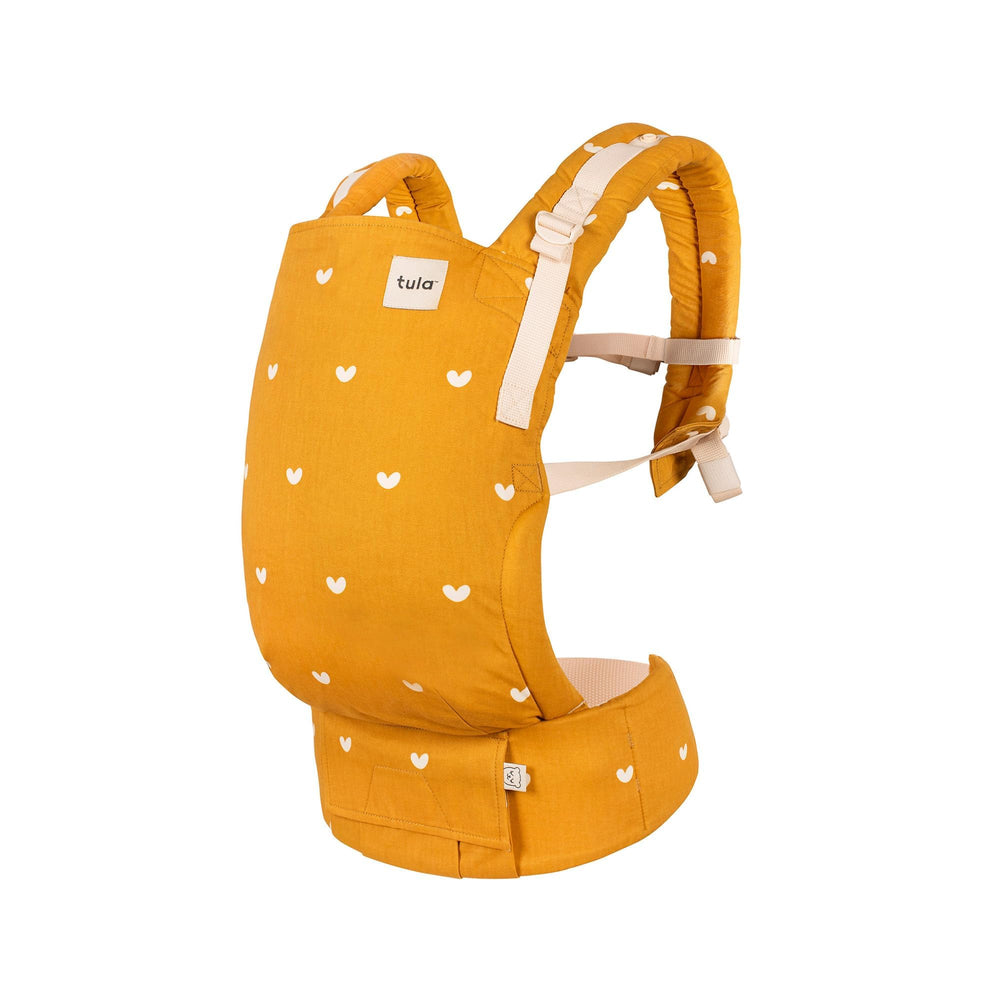 Tula Free to Grow carrier front view with ergonomic support for growing babies.