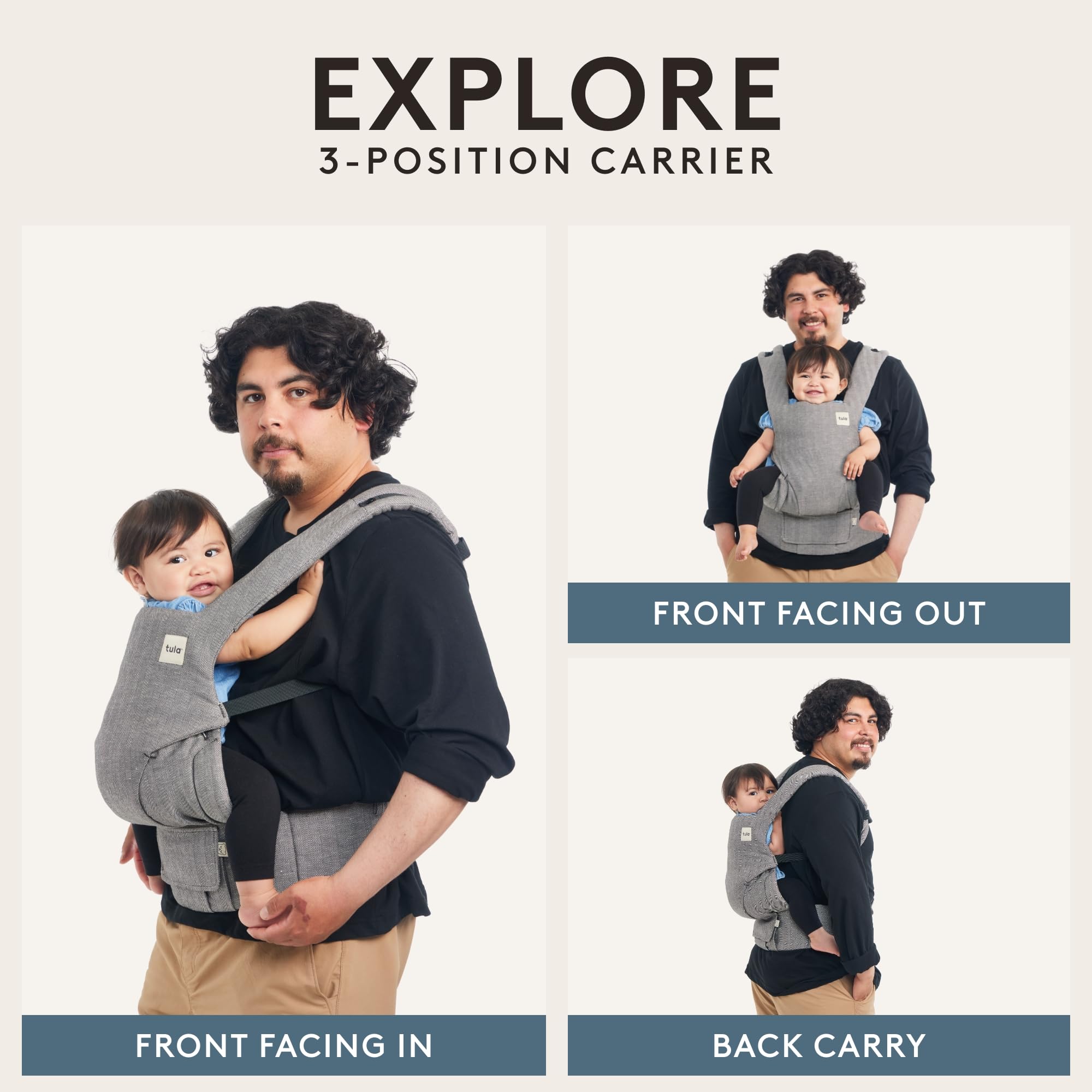 Tula Explore carrier facing in in breathable mesh for close contact