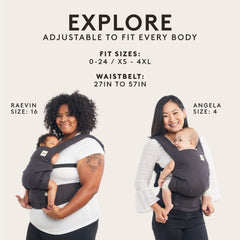 Tula Explore Carrier padded shoulder straps cushion shoulders during long wears.