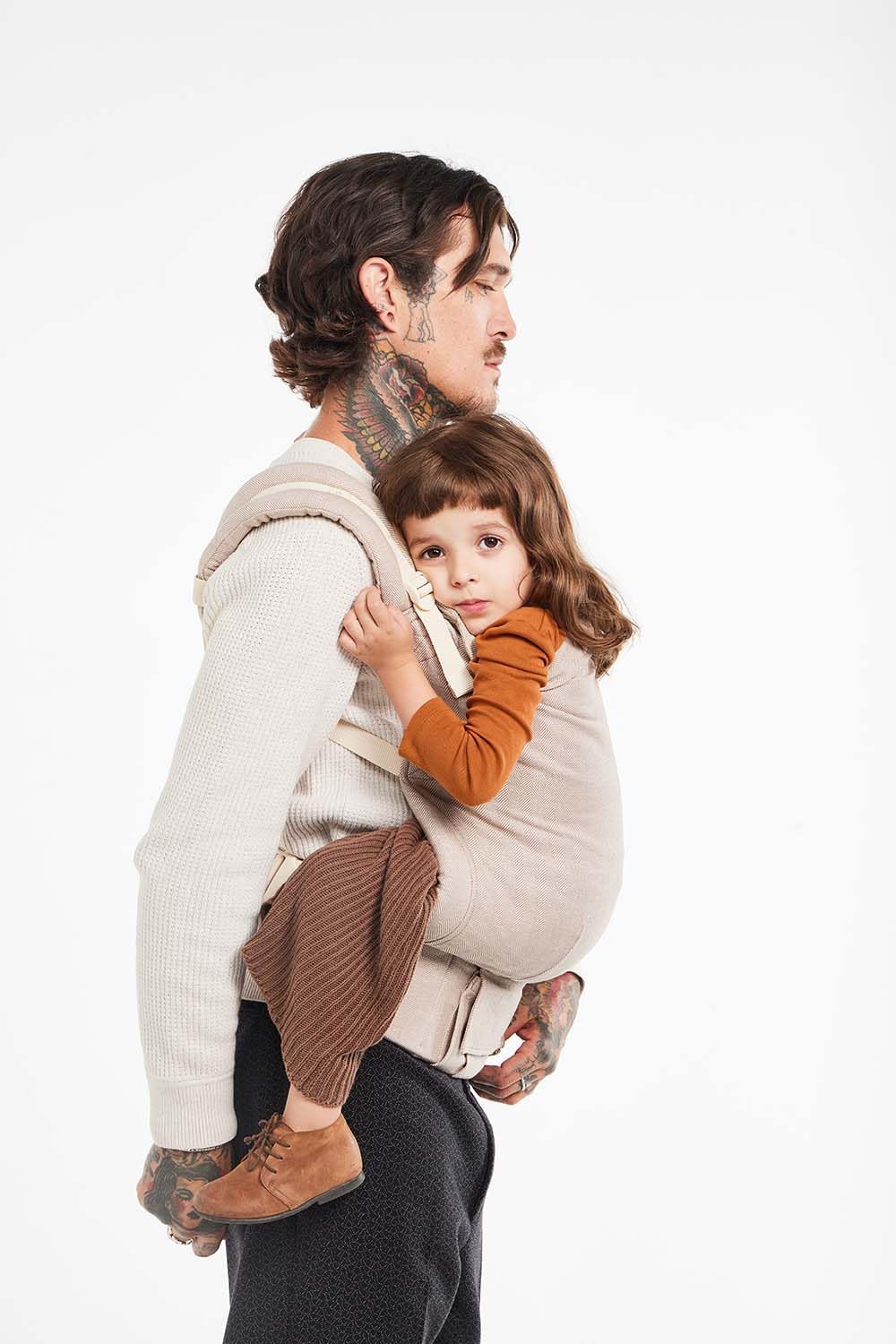 Tula Linen Toddler Carrier Sand — adjustable straps for growing children