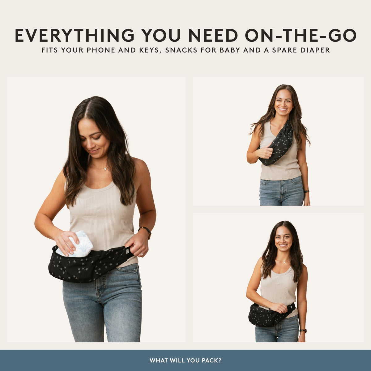 Tula Lite carrier with built-in storage pouch for essentials