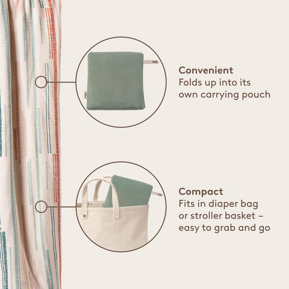 Tula Stretchy Tencel wrap fabric detail highlights breathable, temperature-regulating material.