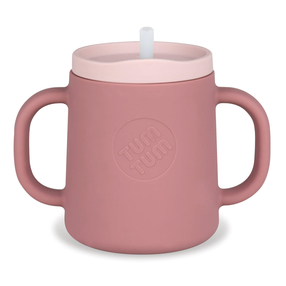 Tum TUM 3-way trainer cup pink free flow straw stage promotes early self feeding