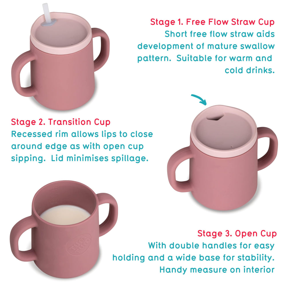 Tum TUM 3-way trainer cup pink spoutless stage supports steady transition