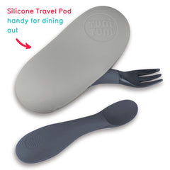 TUM TUM spoon with soft silicone head for gentle scooping and dipping.