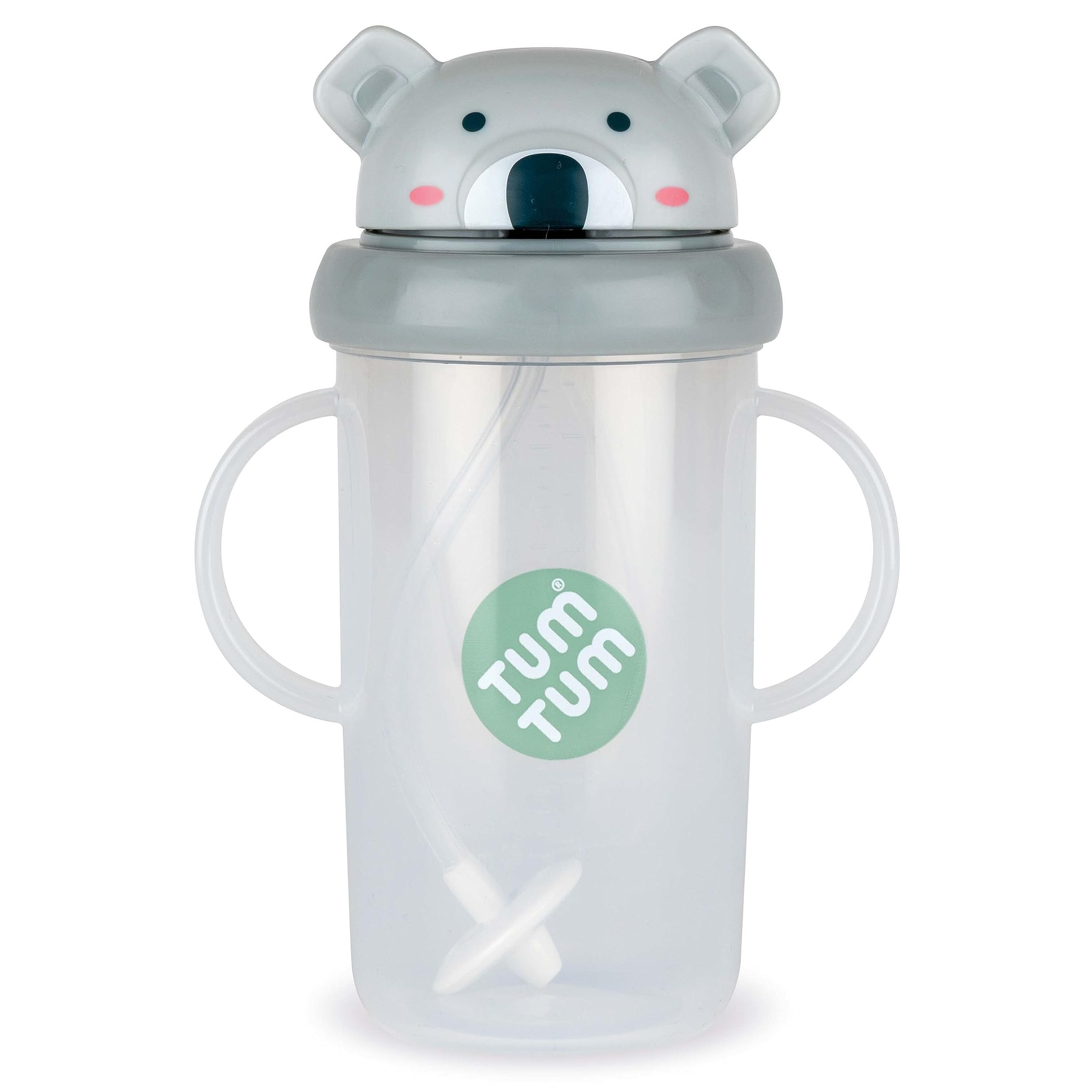 TUM TUM Tippy Up free-flow sippy cup with closed leak-proof lid for on-the-go use.