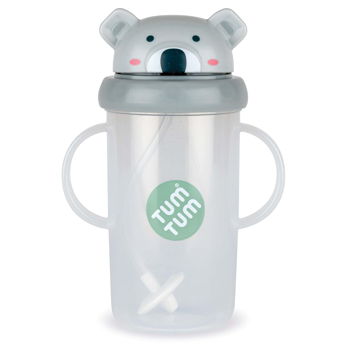 TUM TUM Tippy Up free-flow sippy cup with closed leak-proof lid for on-the-go use.