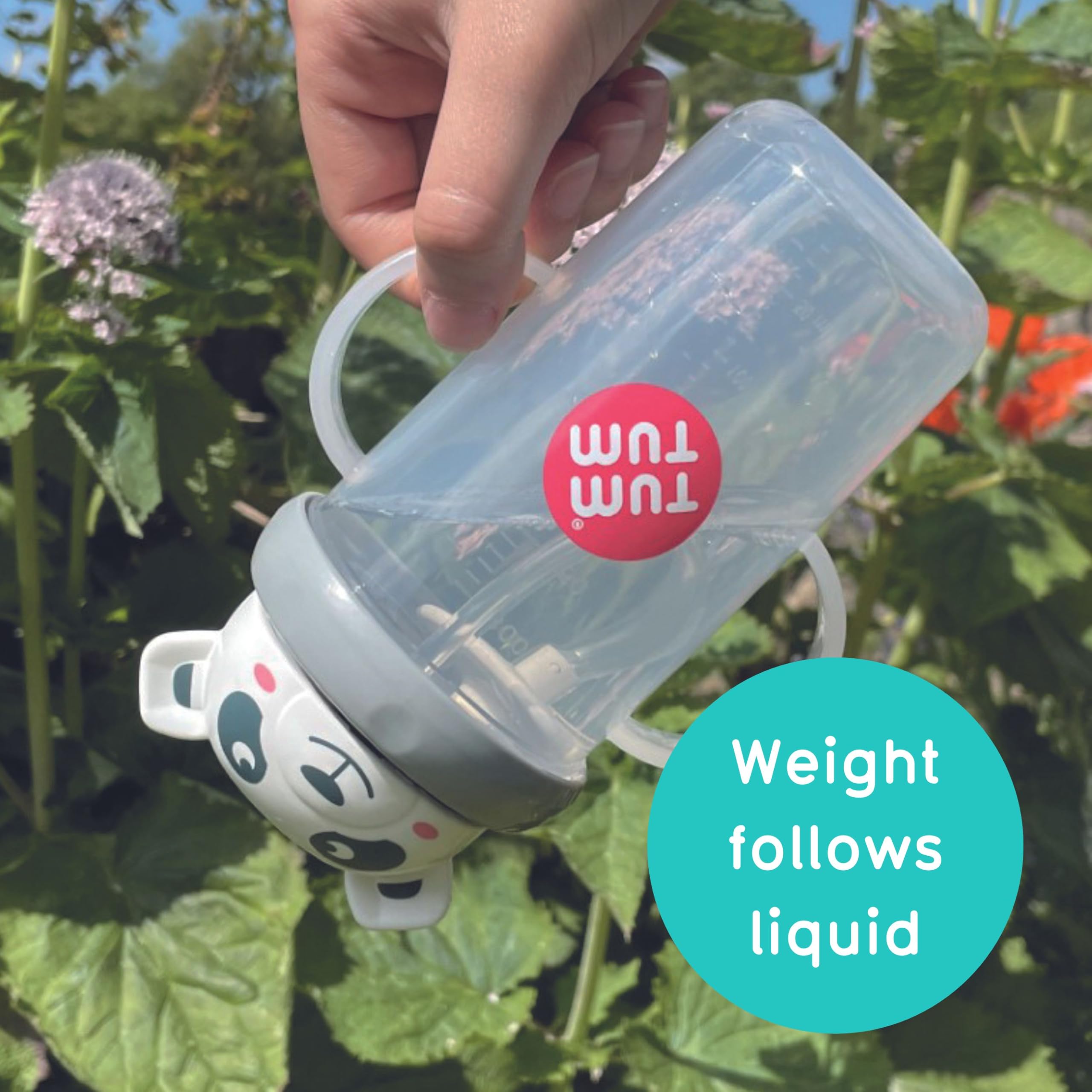 TUM TUM Tippy Up side measurement highlights drink tracking feature.