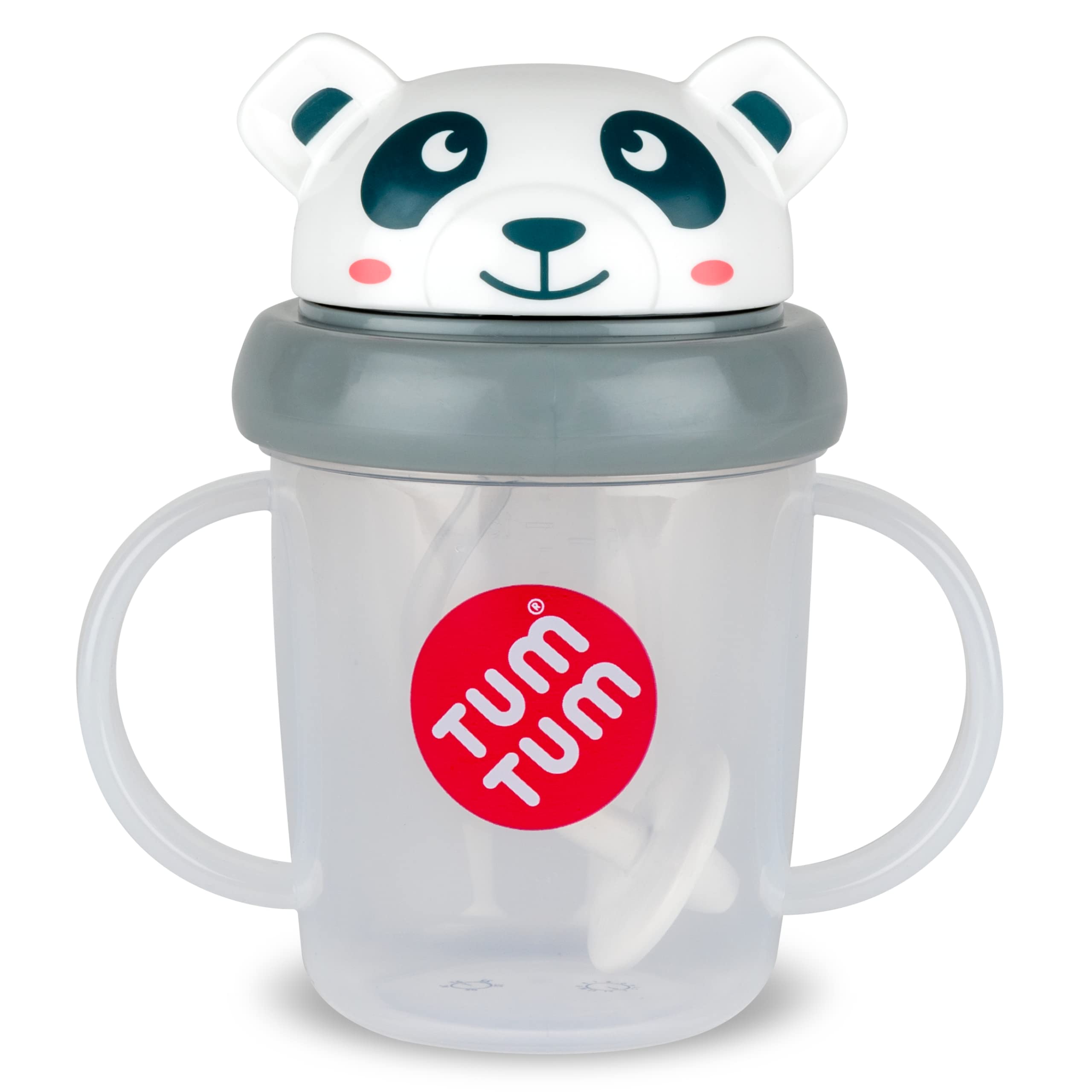 TUM TUM Pip Panda 200ml bottle with weighted straw for easy self-feeding.