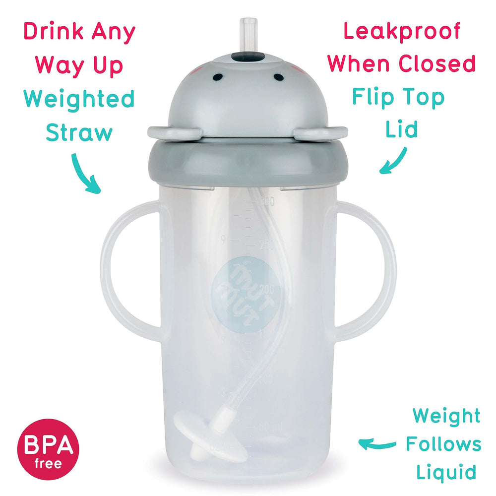 TUM TUM Tippy Up weighted straw demonstrates liquid movement for easy drinking.