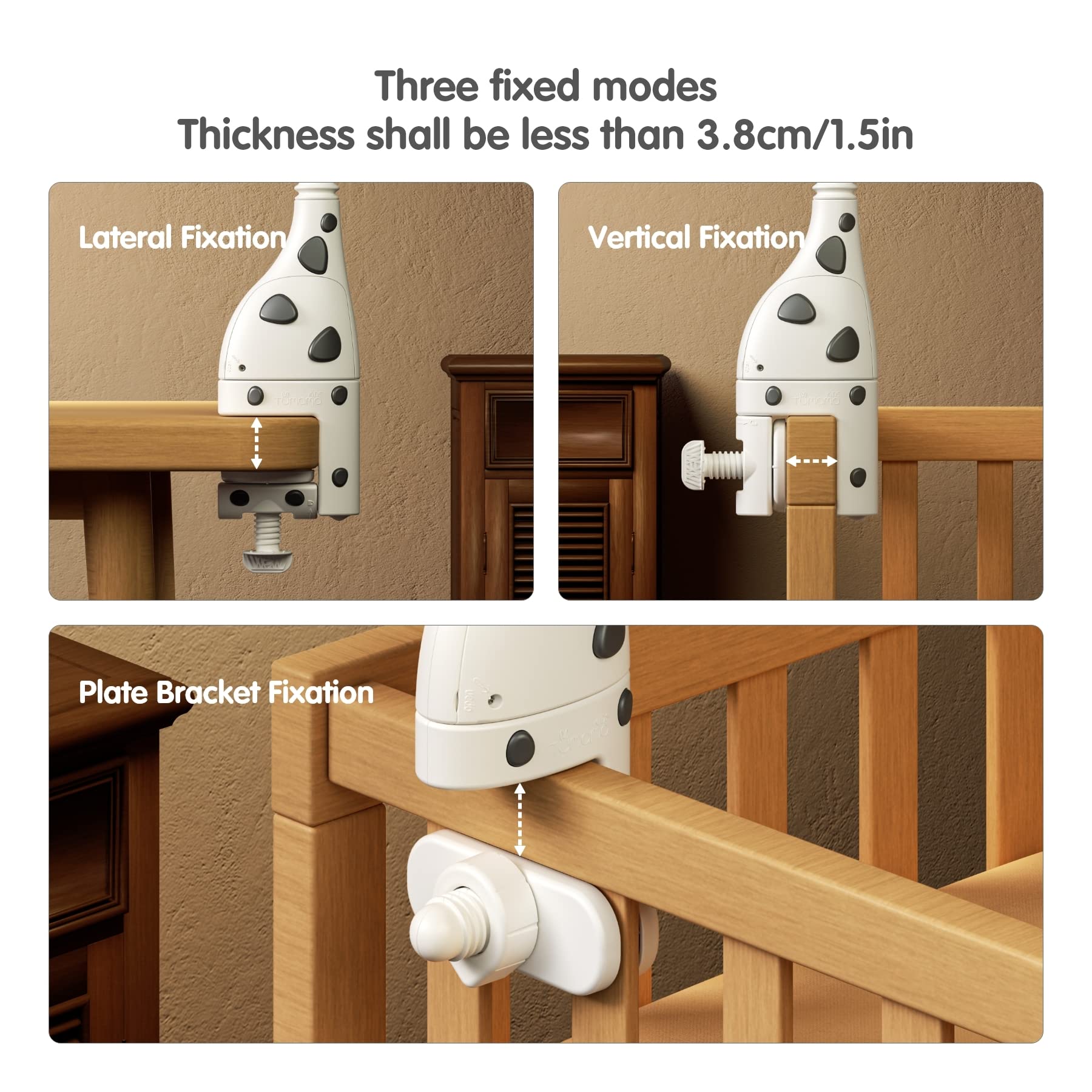 TUMAMA KIDS adjustable crib mount arm fits most cribs securely.