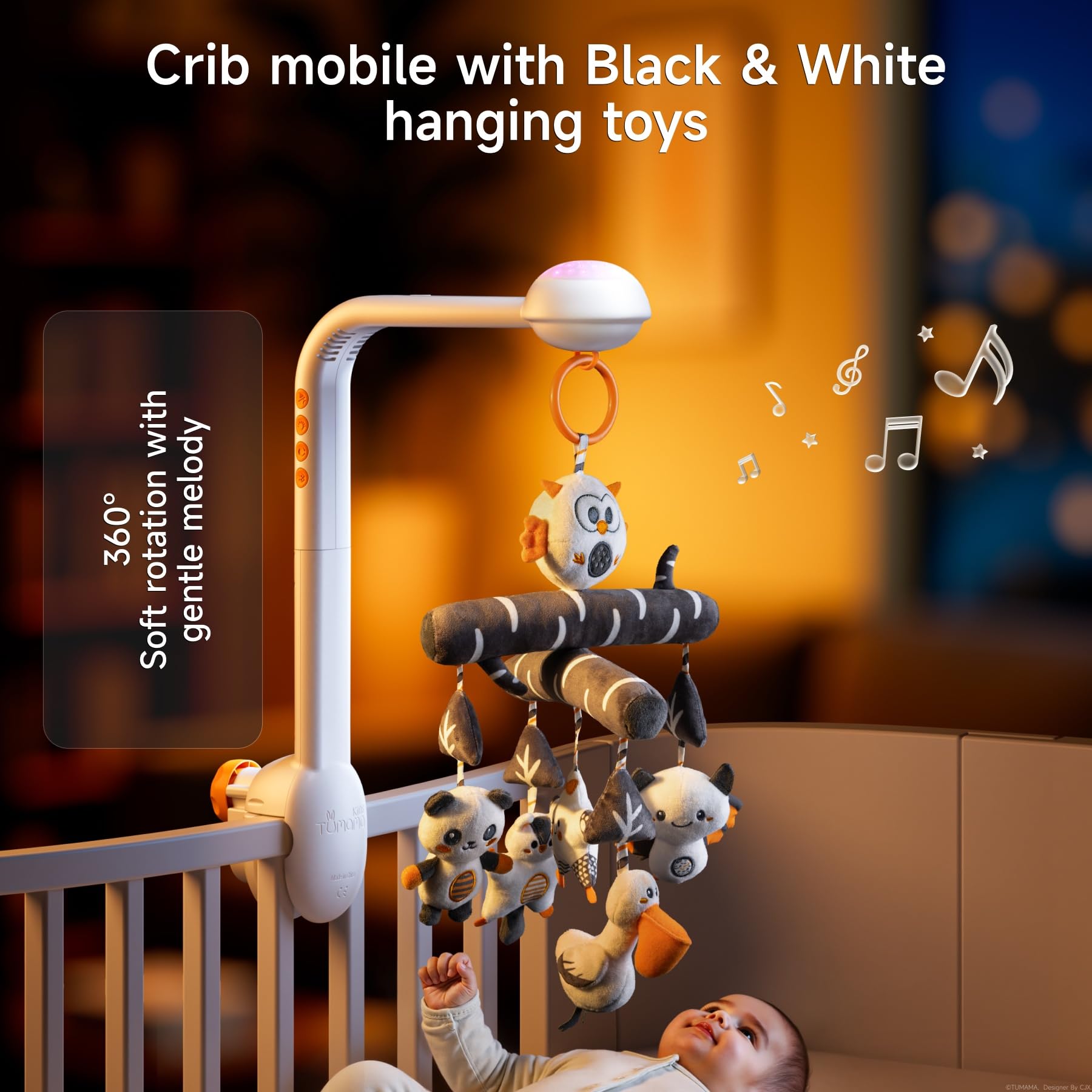 TUMAMA KIDS high-contrast plush pendants capture attention for visual tracking